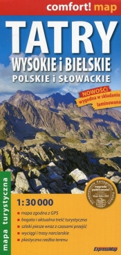 Tatry Wysokie i Bielskie Polskie i Słowackie mapa turystyczna 1:30 000