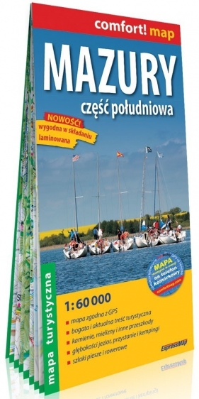 Mazury część południowa laminowana mapa turystyczna 1:60 000