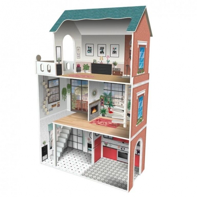 Drewniany 3-piętrowy domek dla lalek