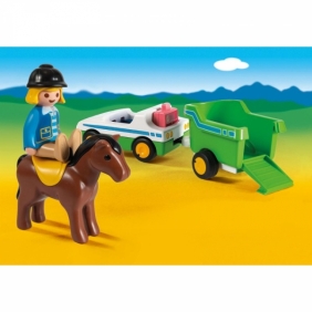 Playmobil 1.2.3: Samochód z przyczepa dla konia (70181)
