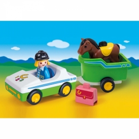 Playmobil 1.2.3: Samochód z przyczepa dla konia (70181)