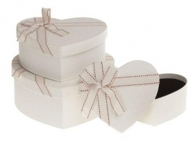 Pudełko ozdobne serce 3szt mix ROZETTE