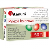 Pinezki Titanum, 50 szt. - kolorowe (105070)