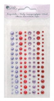 Kryształki i perły samoprzylepne cranberry (120 szt)