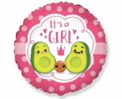 Balon foliowy Its a girl, avocado 18cal 46cm (401604)