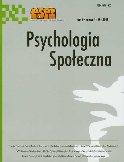 Psychologia społeczna  Tom 6 numer 4/2011