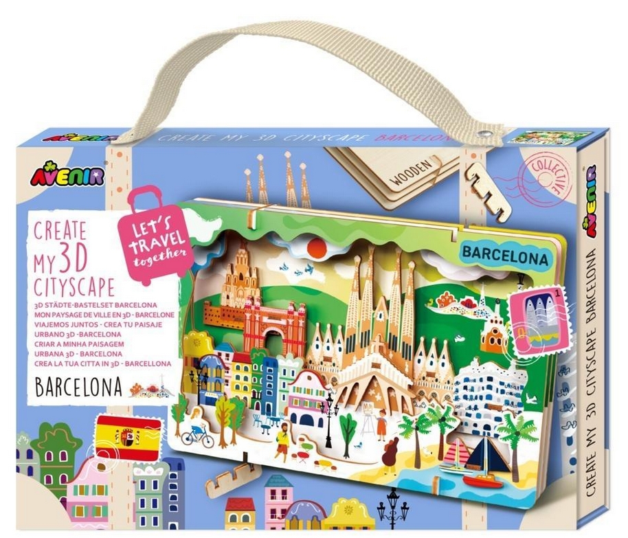 Stwórz pejzaż miejski Barcelona - puzzle drewniane 3D