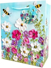 Torebka ozdobna matowa 18x23x10cm Pszczoły