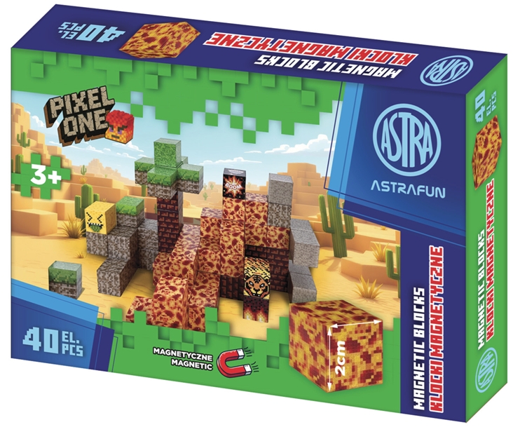 Zestaw klocków magnetycznych AstraFun Pixel One Lava - 40 szt.