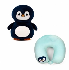 Poduszka podróżna i pluszowa zabawka 2w1 Pingwin