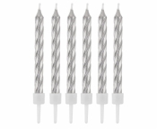 Świeczki B&C z podstawkami srebrne 8cm 12szt