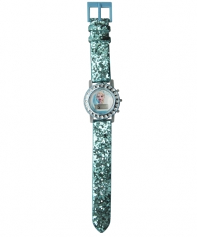 Zegarek cyfrowy z brokatowym paskiem i światełkami LED - Frozen (WD21176)