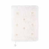 Puszysty notes z perełkmi - biały