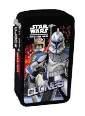 Piórnik podwójny Star Wars Clone Wars z wyposażeniem - <br />