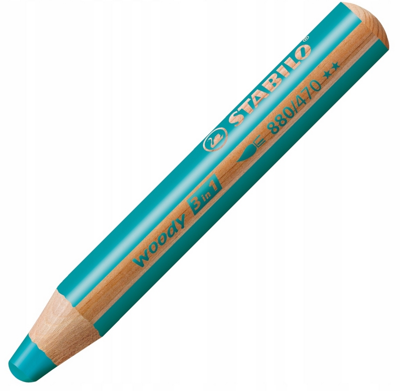 Kredka drewniana XXL - Woody 3w1 - Turkusowa (880/470)