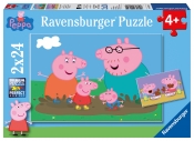 Ravensburger, Puzzle 2x24 Świnka Peppa - Zabawa w błocie (090822)