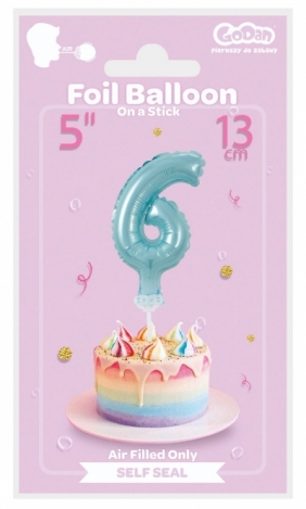 Balon foliowy Godan błękitny 13 cm cyfra 6 (BC-5BLO6)