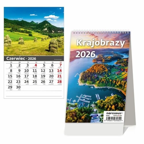 Kalendarz 2026 Biurkowy Pionowy Krajobrazy miesięczny