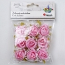Dekoracje materiałowe róże 40mm różowe z gipsówką