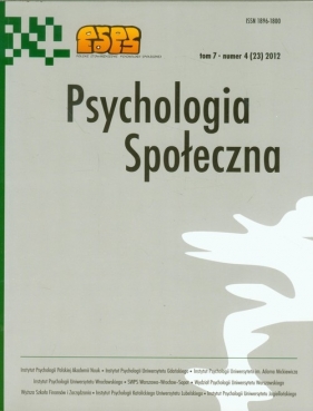 Psychologia Społeczna Tom 7 nr 4 (23) 2012