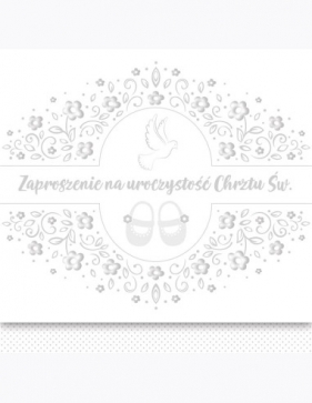 Zaproszenie kwadrat ZKW 120x120 Chrzest nr 56260 Dziecięce - Baby, Chłopiec, Dziewczynka, Religia, Srebrne, Tłoczenie