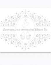 Zaproszenie kwadrat ZKW 120x120 Chrzest nr 56260 Dziecięce - Baby, Chłopiec, Dziewczynka, Religia, Srebrne, Tłoczenie