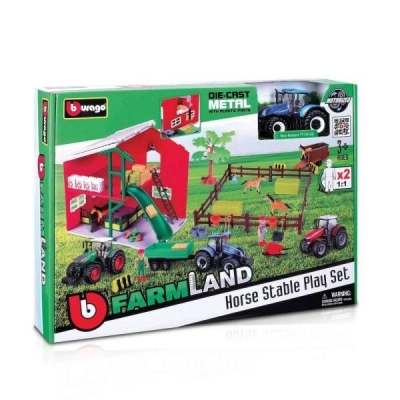 Horse Stable Playset Tractor BBURAGO