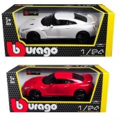 Bburago, Nissan GT-R 2017 1:24 (18-21082) (mix kolorów)