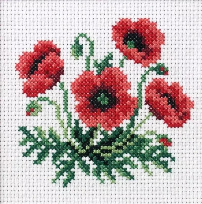 Haft krzyżykowy - Maki