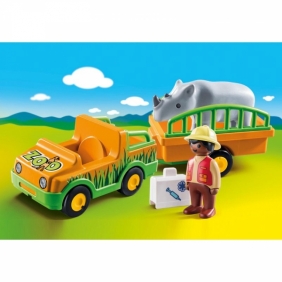Playmobil 1.2.3: Pojazd do transportu nosorożca (70182)