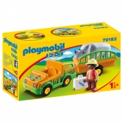 Playmobil 1.2.3: Pojazd do transportu nosorożca (70182)