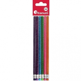 Ołówek Titanum brokatowy HB, 6 szt.