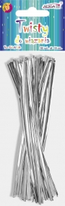 Twisty srebrne do wiązania 18cm 50szt