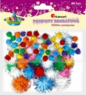 Pompony brokatowe, 80 szt. - mix kolorów (361537)