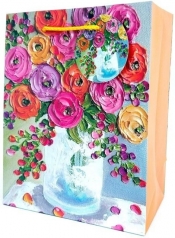 Torebka ozdobna matowa 18x23x10cm Kwiaty