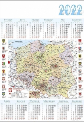 Kalendarz 2022 Jednoplanszowy Mapa Polski PL04