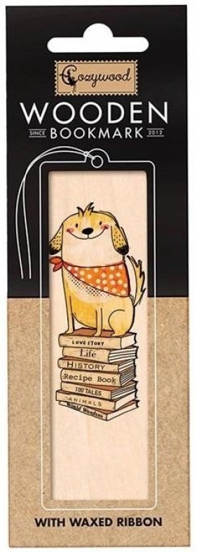 Zakładka drewniana Pies na książkach