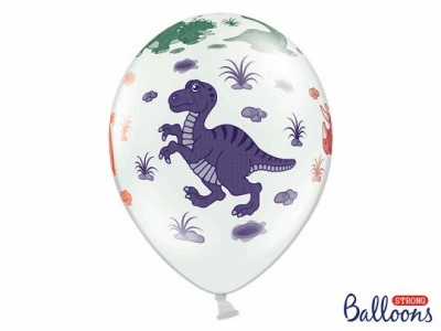 Balon gumowy Partydeco Dinozaury, Pastel Pure White biały 300 mm 20cal (SB14P-159-008-6)