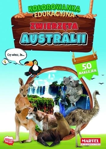 Kolorowanka edukacyjna: Zwierzęta Australii z naklejkami