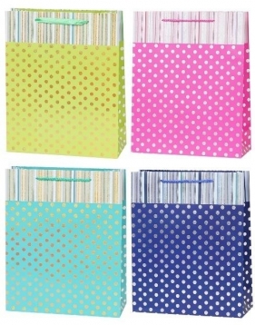 Torebka Lux 30x42x12cm kropki mix ROZETTE