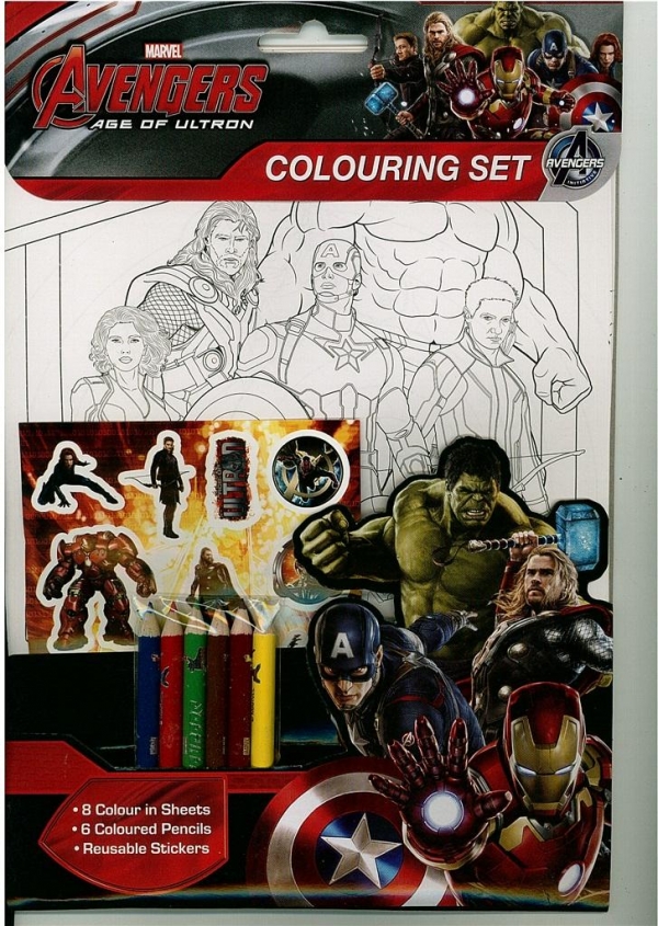 Zestaw kolorowanek z naklejkami i kredkami. Avengers II