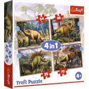 Trefl, Puzzle 4w1: Ciekawe Dinozaury (34383)