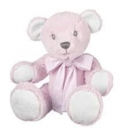 Miś różowy z kokardą 31 cm - <br />