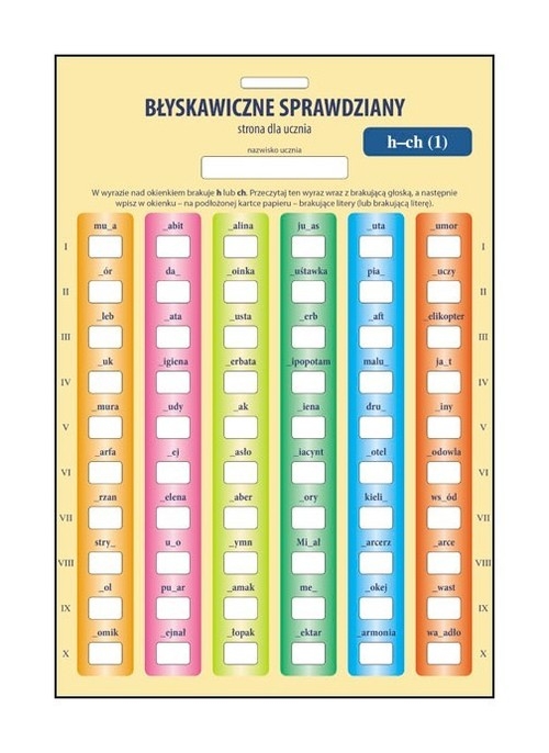 Błyskawiczne sprawdziany h - ch 1