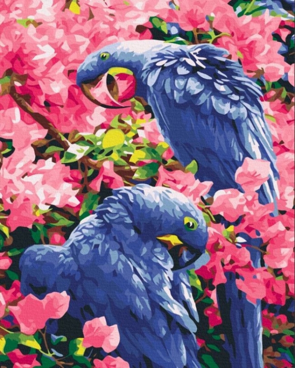 Obraz Malowanie po numerach - Ptaki w kwiatach (BS25245)