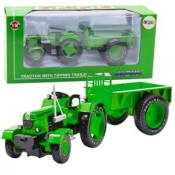 Traktor rolniczy z przyczepą metalowy zielony 1:18