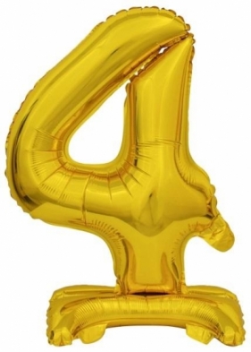 Balon foliowy mini cyfra 4 ze stopką złota 22x40cm