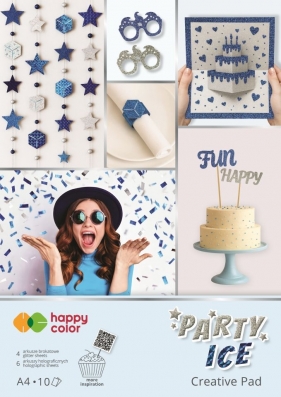 Blok Happy Color Party Ice, A4/10 ark, holographic + brokat