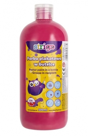 Farba plakatowa STRIGO w butelce, 500 ml rubinowa