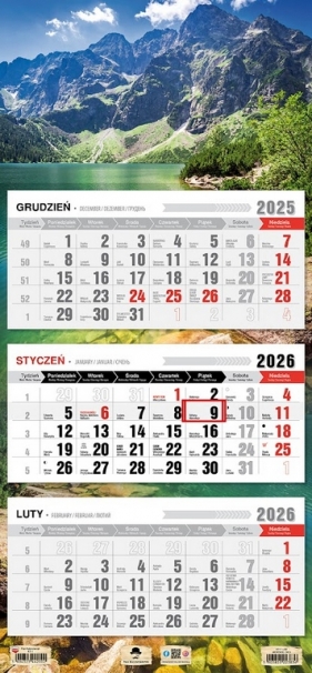 Kalendarz 2026 trójdzielny płaska główka - Morskie